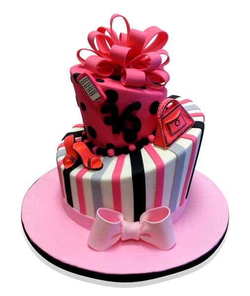 Pink handbag Sweet 16 cake by CMNY Cakes